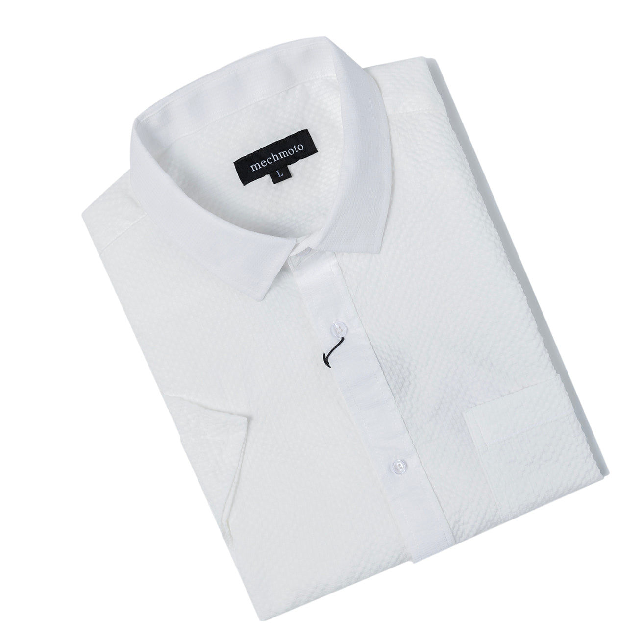 Textured S/S shirt with chest pocket and 2 back darts