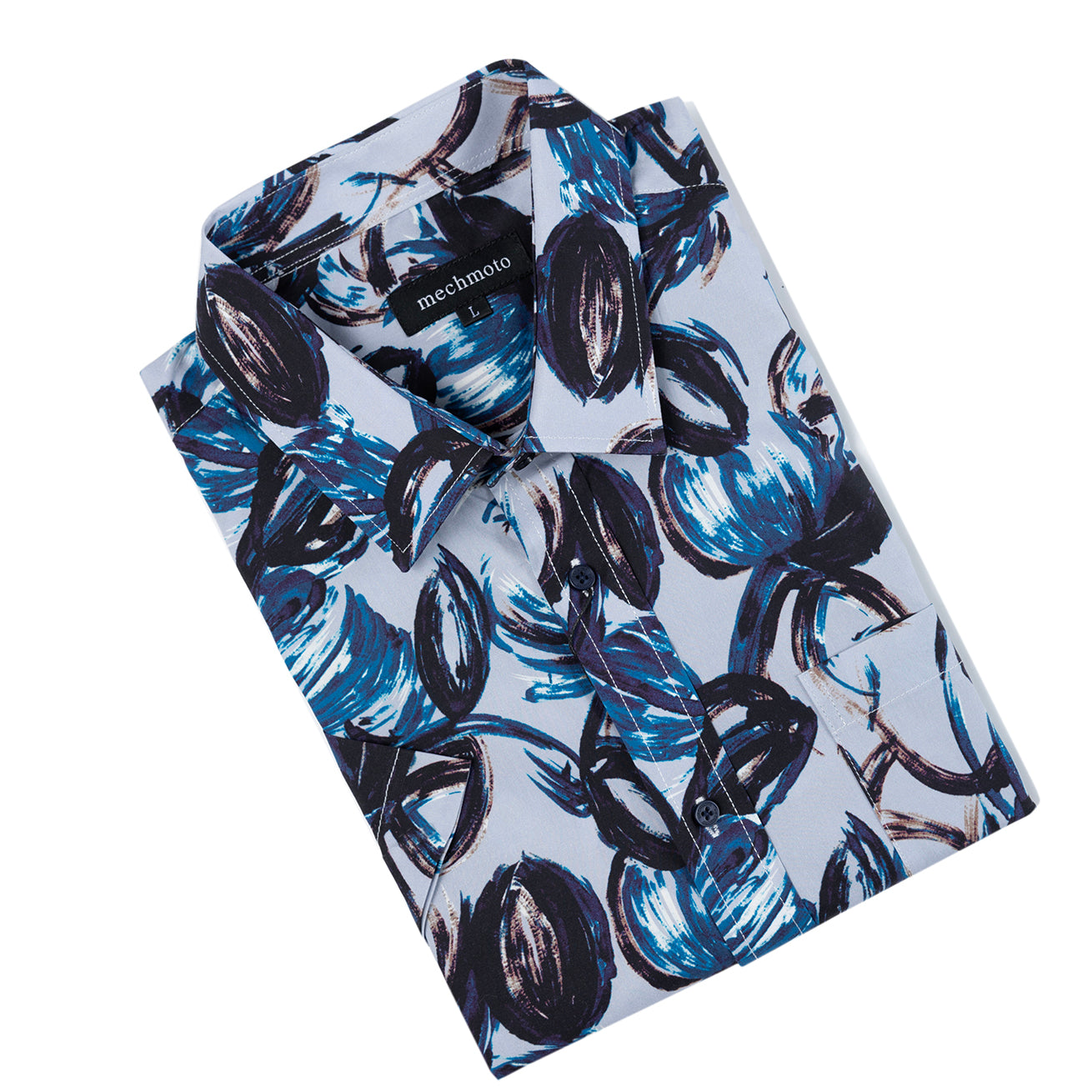 Stretch abstract design S/S shirt with chest pocket