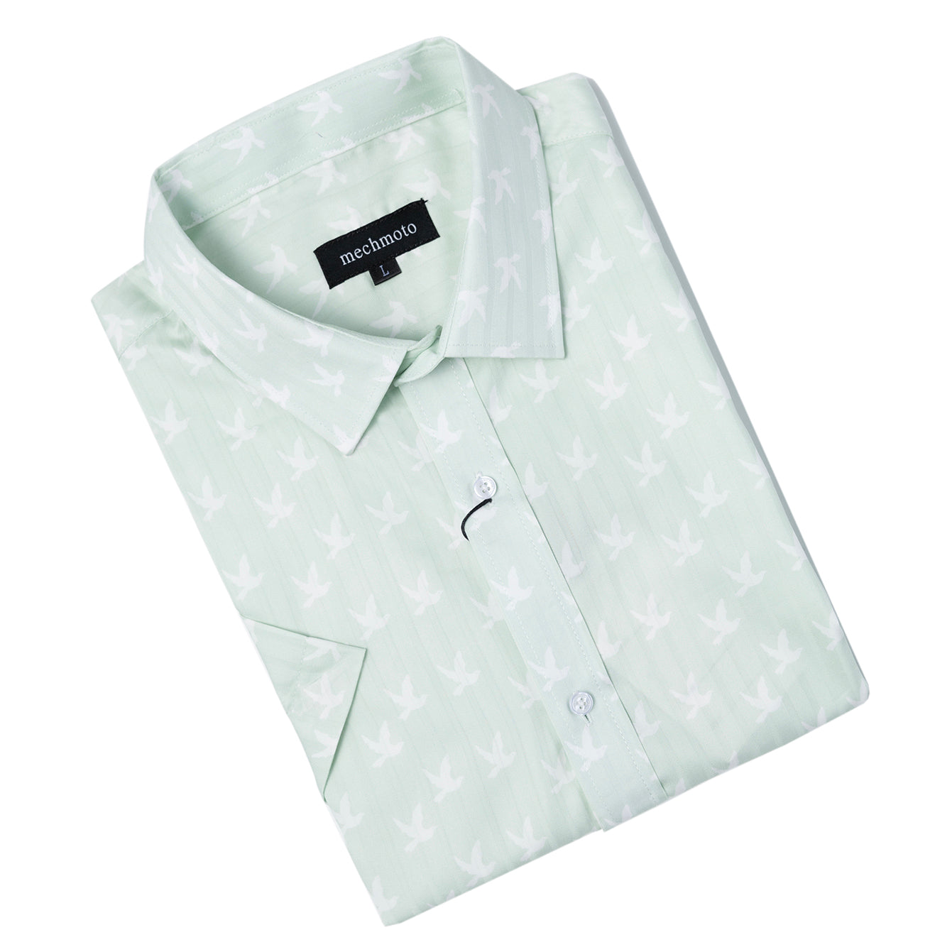 S/S cotton stretch shirt with freedom dove and back box pleat