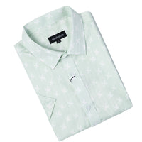 S/S cotton stretch shirt with freedom dove and back box pleat