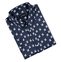 S/S cotton stretch shirt with freedom dove and back box pleat