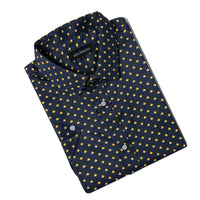 Arrow print stretch S/S shirt with back box pleat rolled button cuff