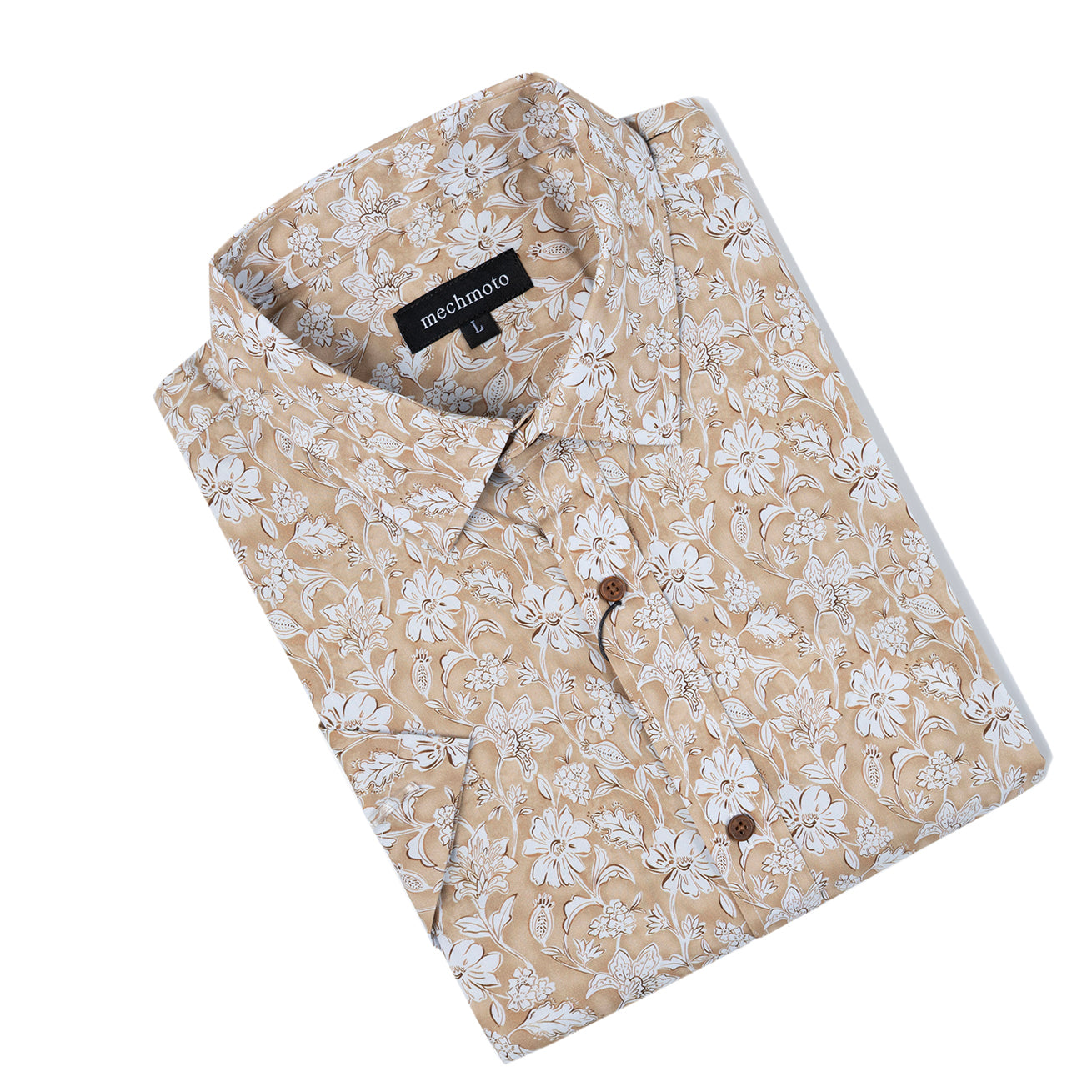 Floral water print stretch shirt with two back darts