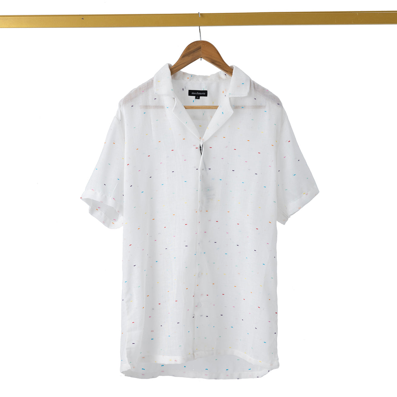 Lightweight johnny collar shirt with contrast flecks