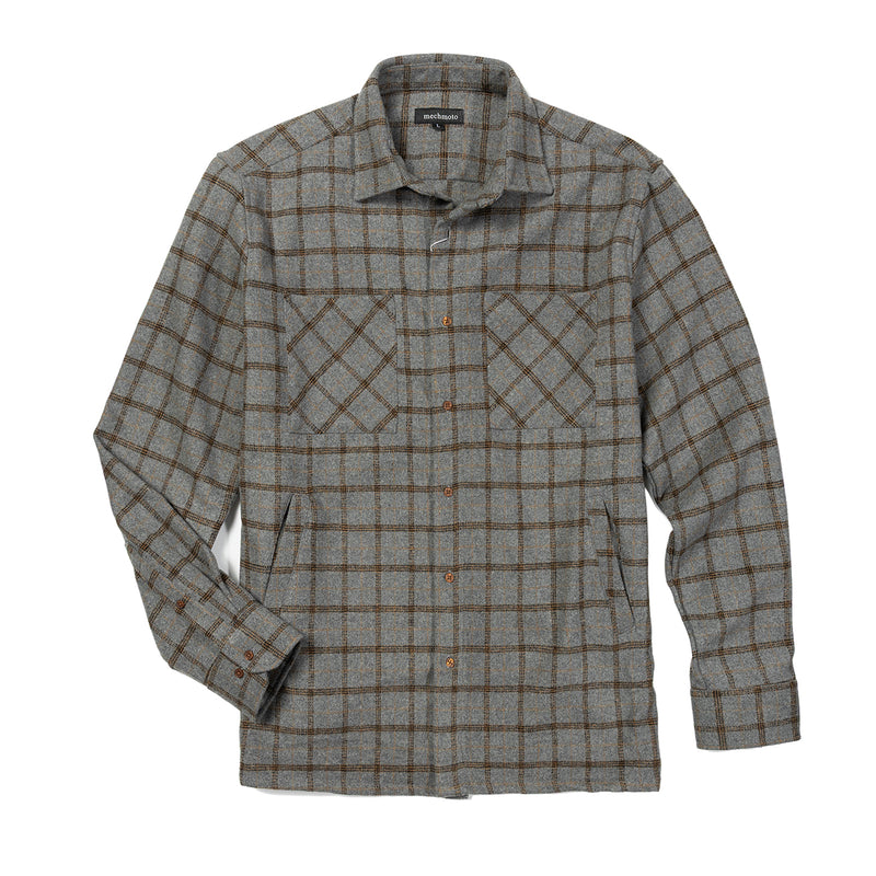 Wool blend shacket with patch pockets and side entry pockets