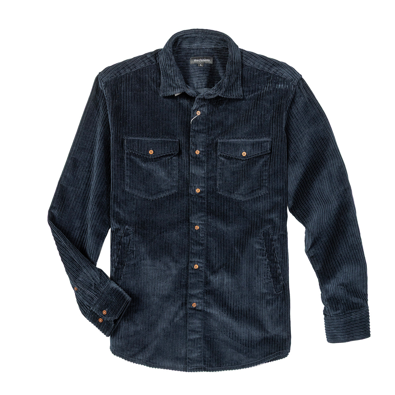 Warm cord shacket with 2 chest pockets and side entry pockets