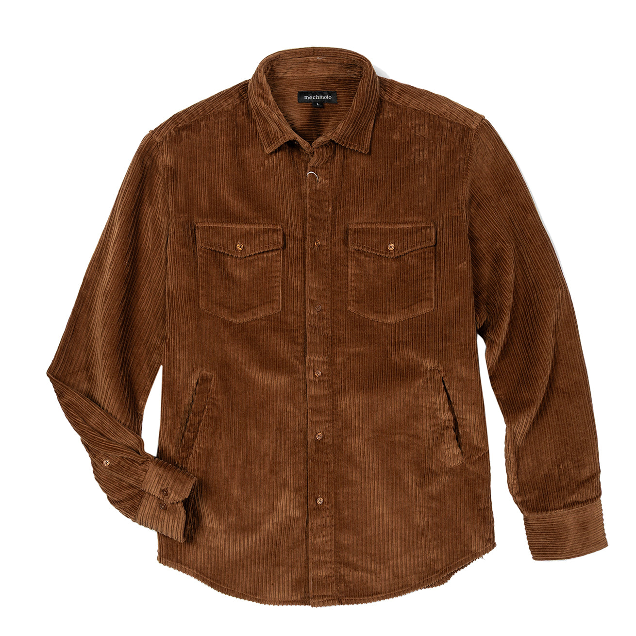 Warm cord shacket with 2 chest pockets and side entry pockets