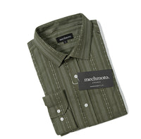 Textured stripe shirt with back box pleat