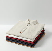 Linen shirt with chest pocket and back box pleat