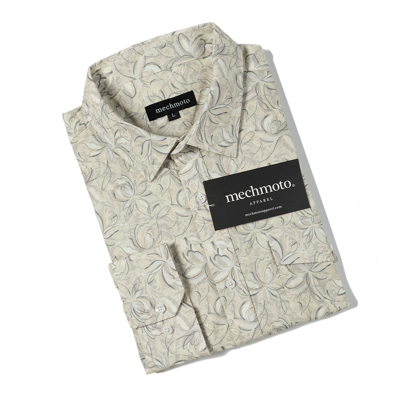 Linen printed shirt with 1 patch pocket