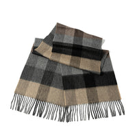 Check wool scarf in natural colours