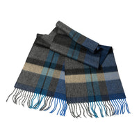 Check wool scarf in natural colours