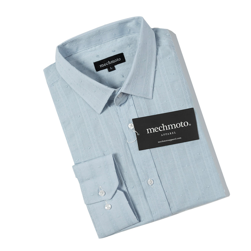 Textured L/S shirt with back box pleat