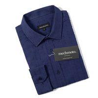 Textured L/S shirt with back box pleat