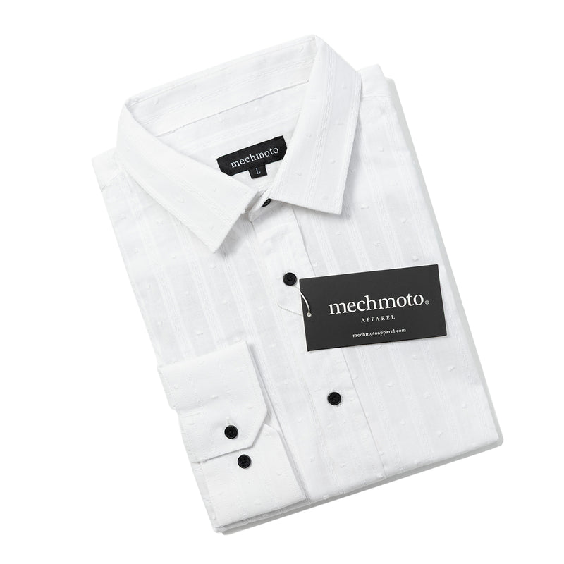 Textured L/S shirt with back box pleat