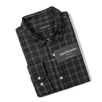 Textrured check shirt with back box pleat