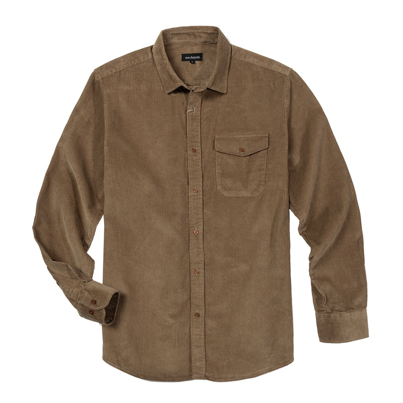 Cord shirt with a flap pocket back box pleat