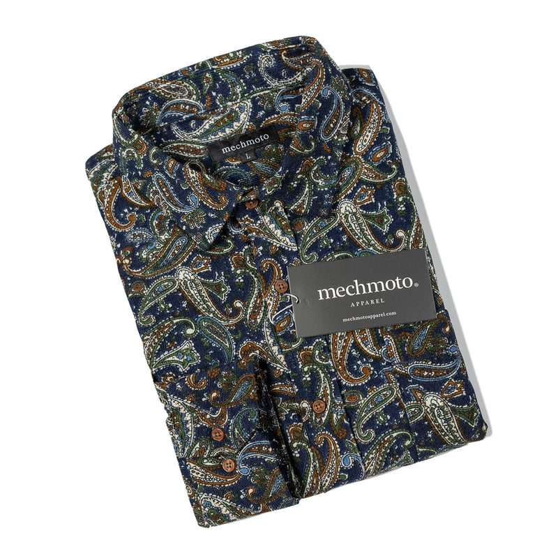 Cord multi floral shirt with one patch chest pocket