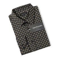 Cotton stretch shirt with geo design back box pleat