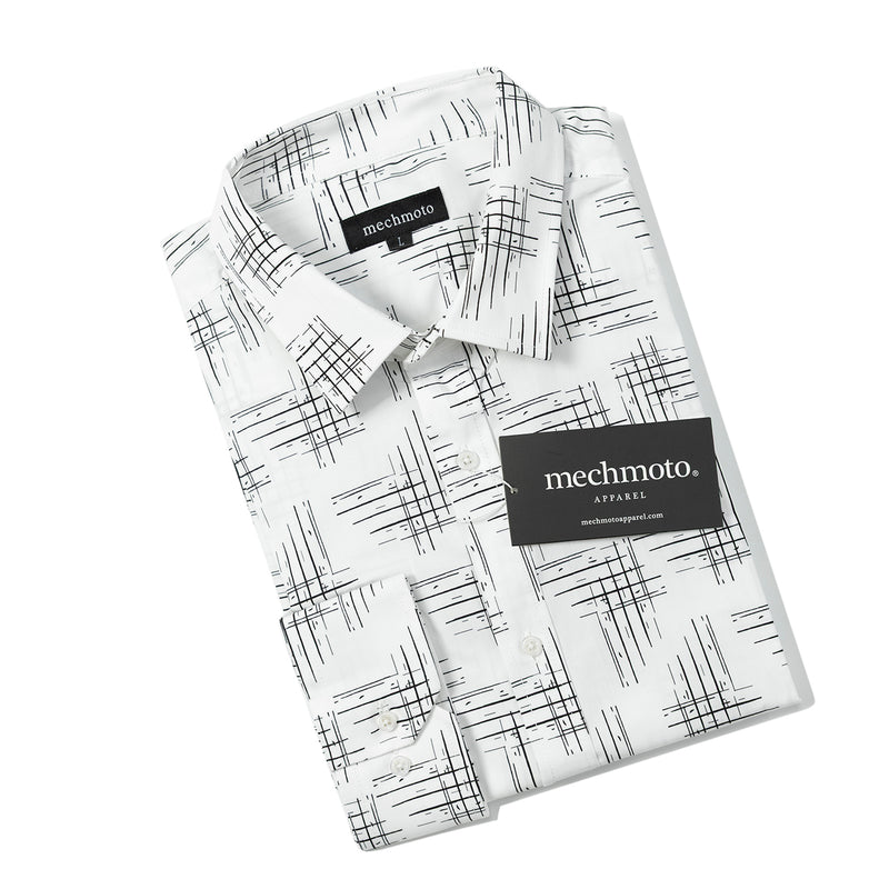 Cotton stretch shirt with broken block design