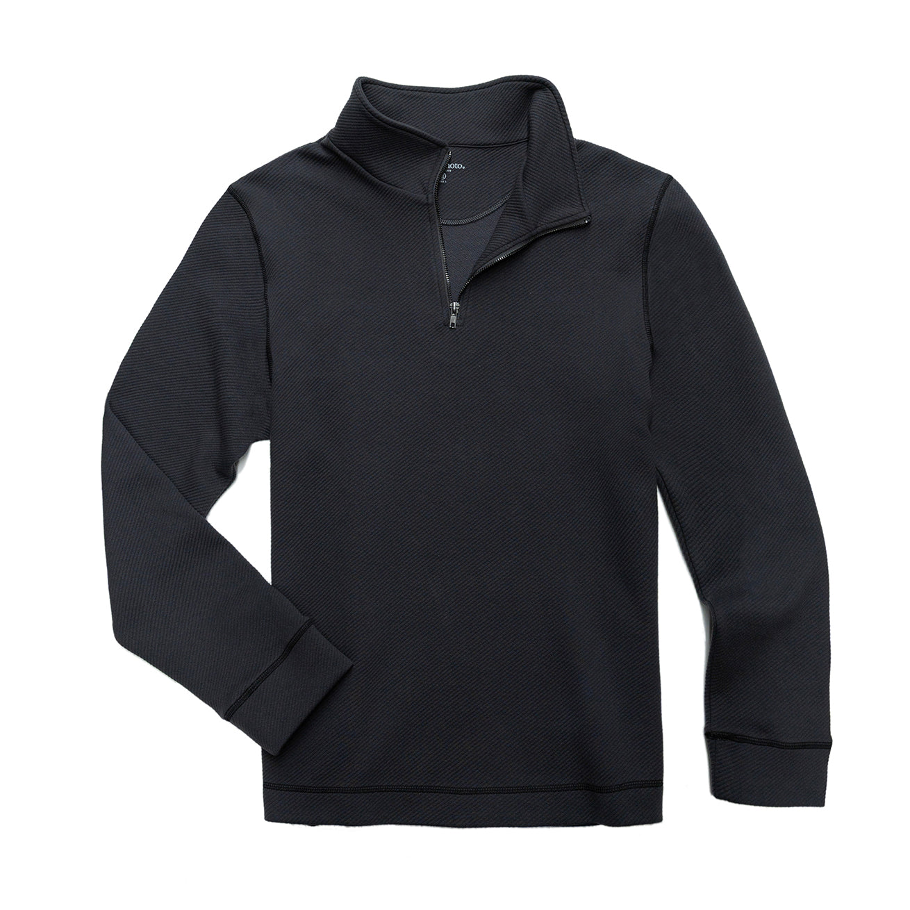 Textured knit L/S top with zip on chest and 1/4 zip neck detail