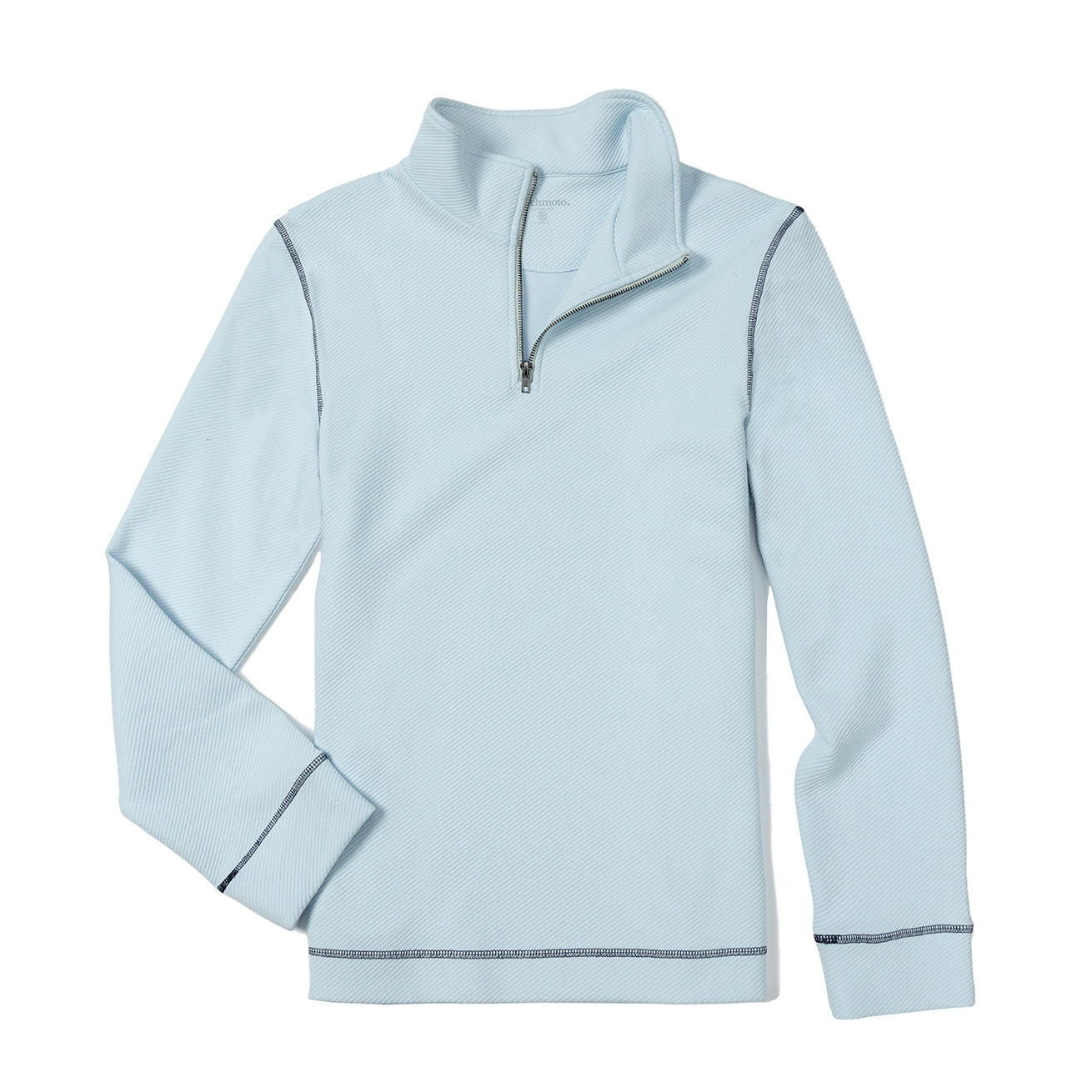 Textured knit L/S top with zip on chest and 1/4 zip neck detail