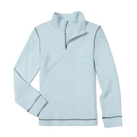 Textured knit L/S top with zip on chest and 1/4 zip neck detail