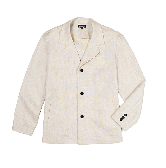 Linen unlined 2 pocket jacket with soft collar