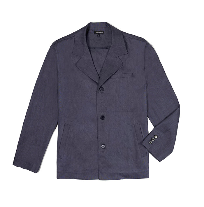 Linen unlined 2 pocket jacket with soft collar