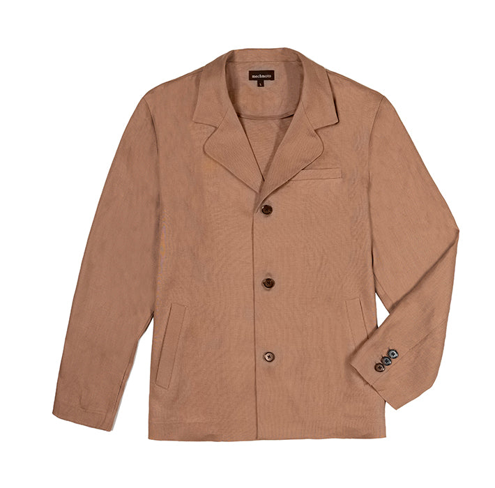 Linen unlined 2 pocket jacket with soft collar
