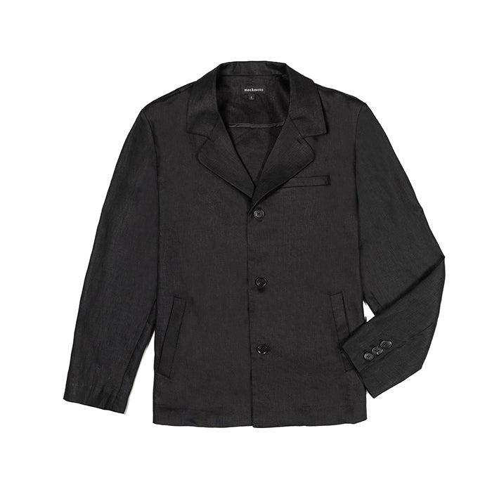 Linen unlined 2 pocket jacket with soft collar