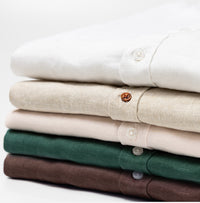 Long sleeve linen shirt with back box pleat
