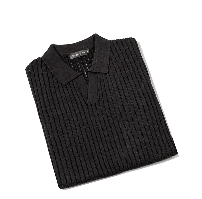 Johnny collar polo with chain link stripe