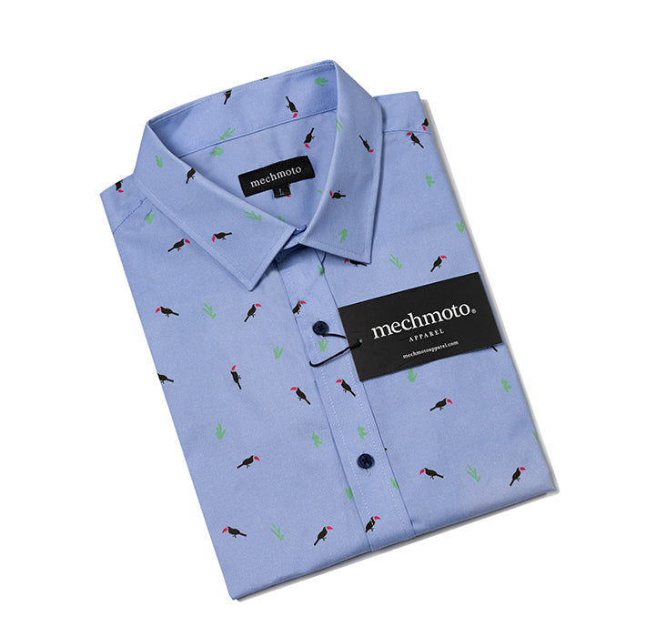 Textured S/S shirt with parrot print