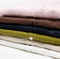 Linen S/S shirt with chest pocket back box pleat