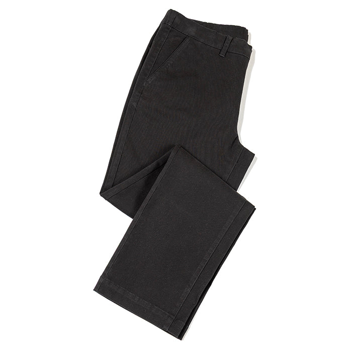 Cotton stretch straight chino pant side entry pockets 2 back jet pockets