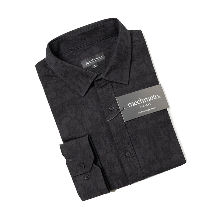 Cotton textured shirt with back box pleat