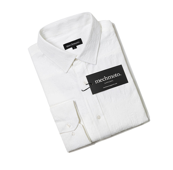 Cotton textured shirt with back box pleat