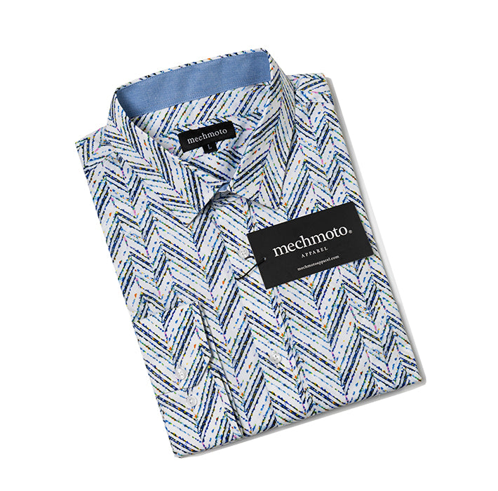Cotton stretch shirt with chevron print