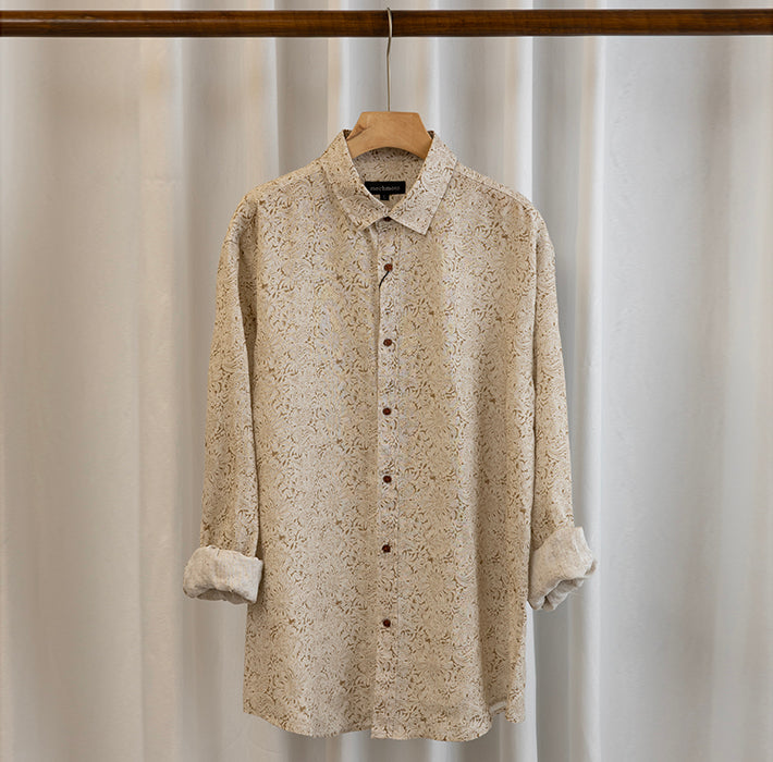 Long sleeve linen printed shirt