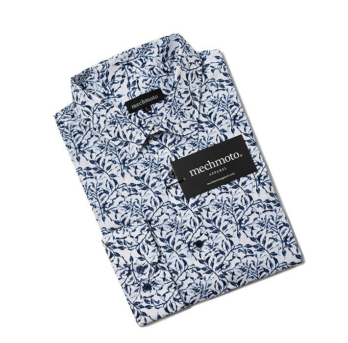 Cotton shirt with branch print
