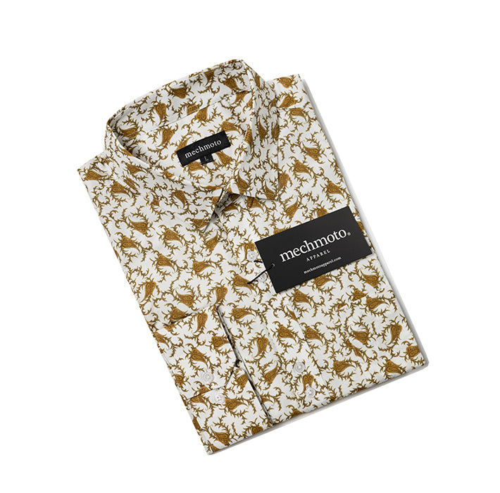 Cotton stretch shirt with chest pocket double button treatment