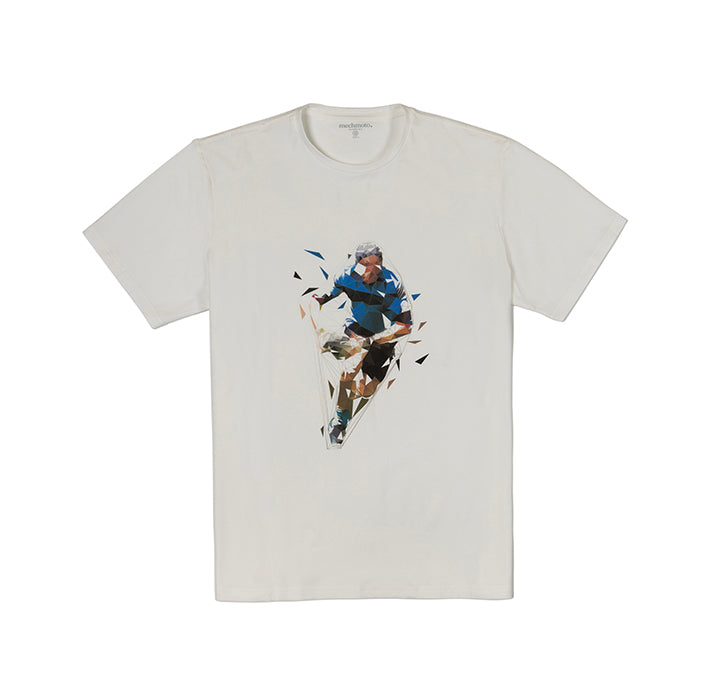 Cotton stretch T shirt with abstract soccer man print