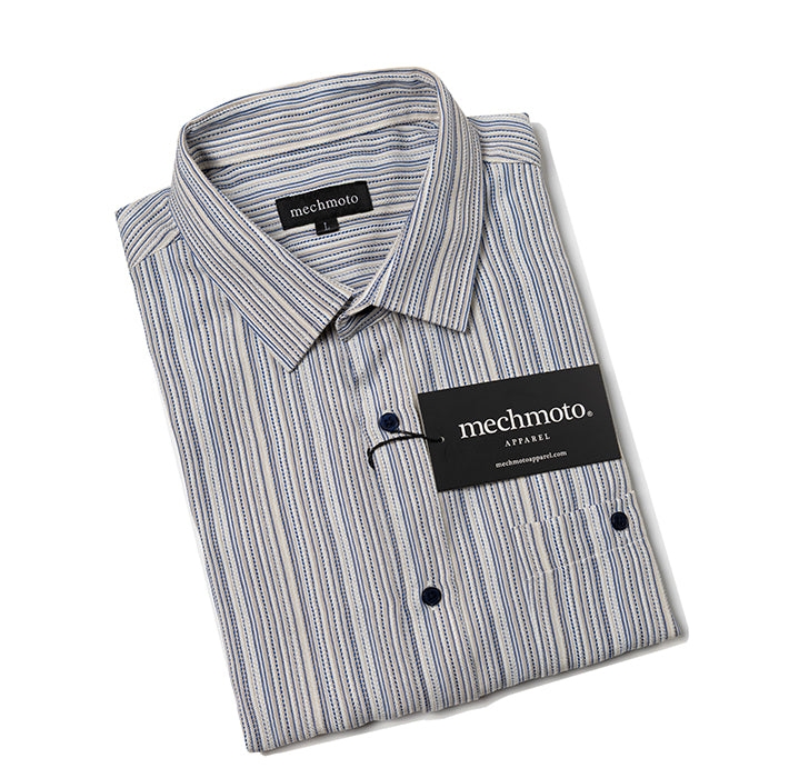 Striped short sleeve knitted shirt with chest pocket
