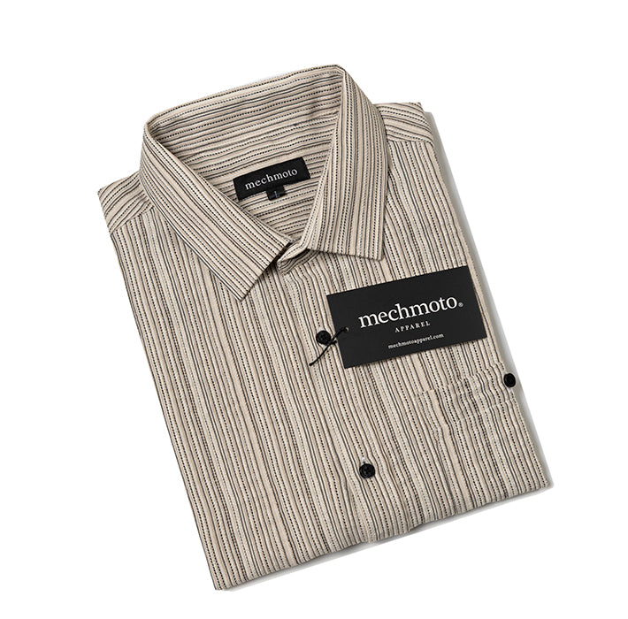 Striped short sleeve knit shirt with chest pocket