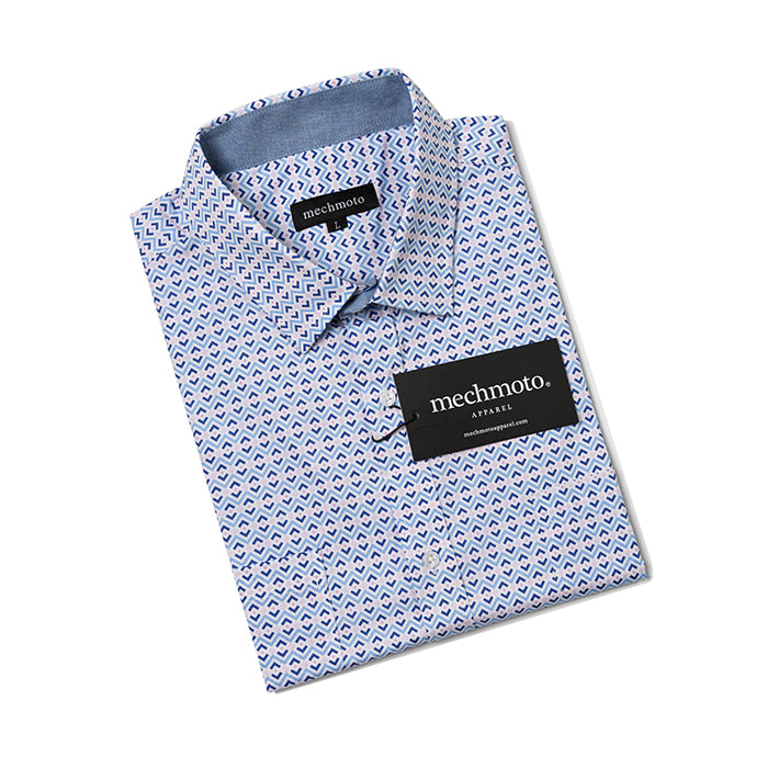 S/S stretch shirt double pockets contrast in collar and cuffs