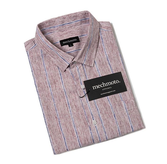 cotton stretch striped shirt with chest pocket