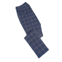 Check stretch chino pant with side pocket detail: Blue