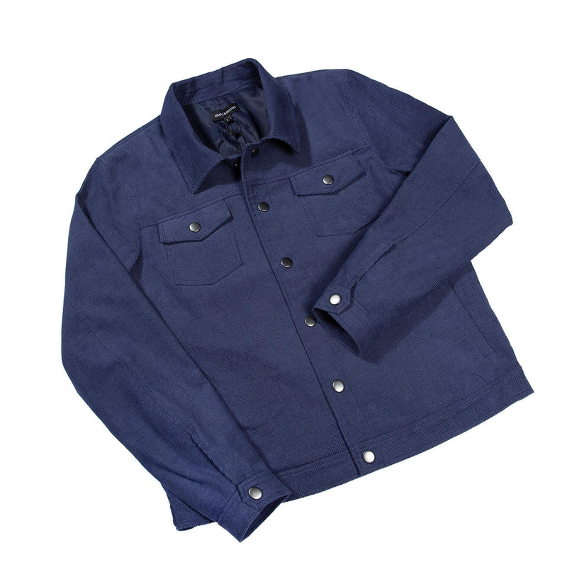Luxury cord button jacket with side pockets: BLUE