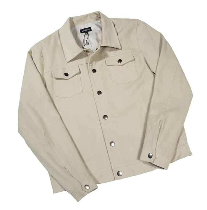 Luxury cord button jacket with side pockets: SAND